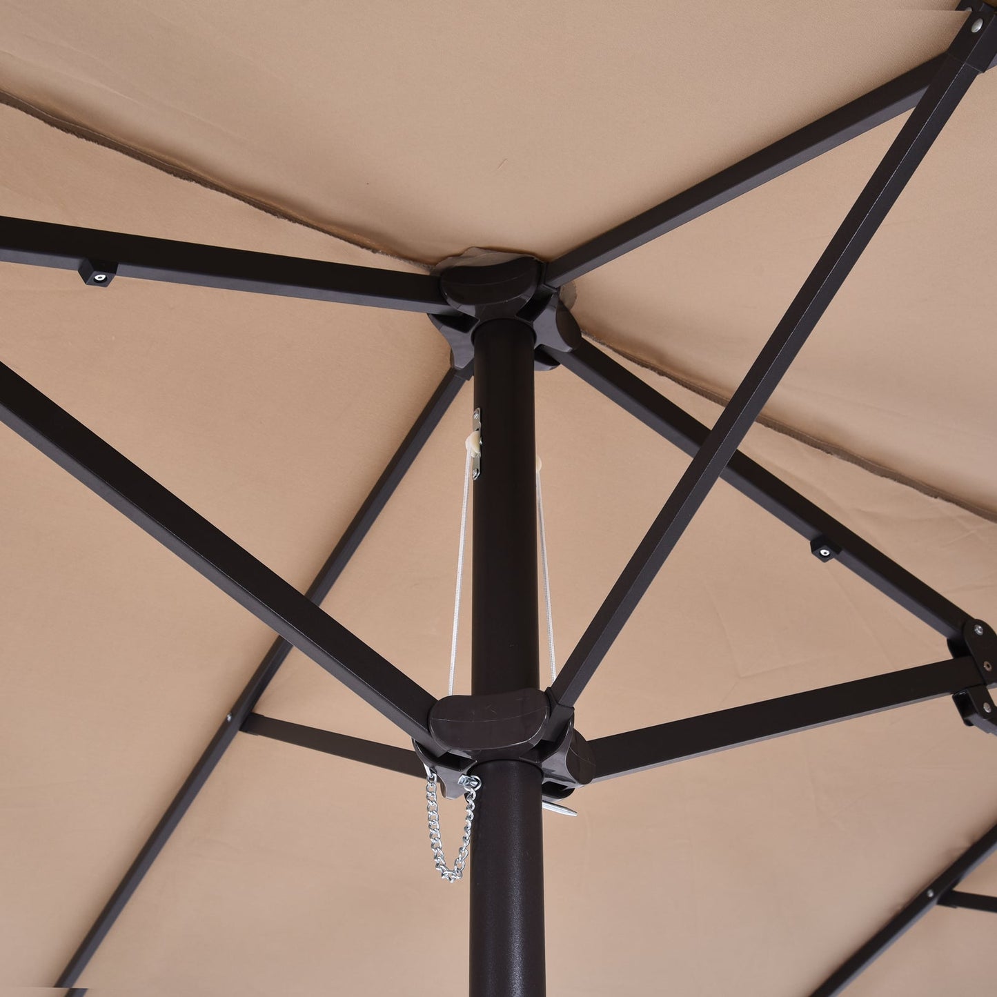 Outsunny 4.6m Double-Sided Patio Parasol Sun Umbrella-Tan