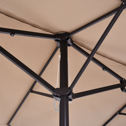 Outsunny 4.6m Double-Sided Patio Parasol Sun Umbrella-Tan