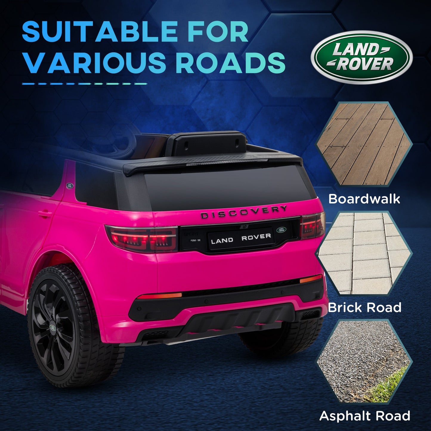 AIYAPLAY Licensed Land Rover Discovery Sport, 12V Kids Ride on Car w/ Remote Control, Lights, Music, Horn, for 3-6 Years, Pink