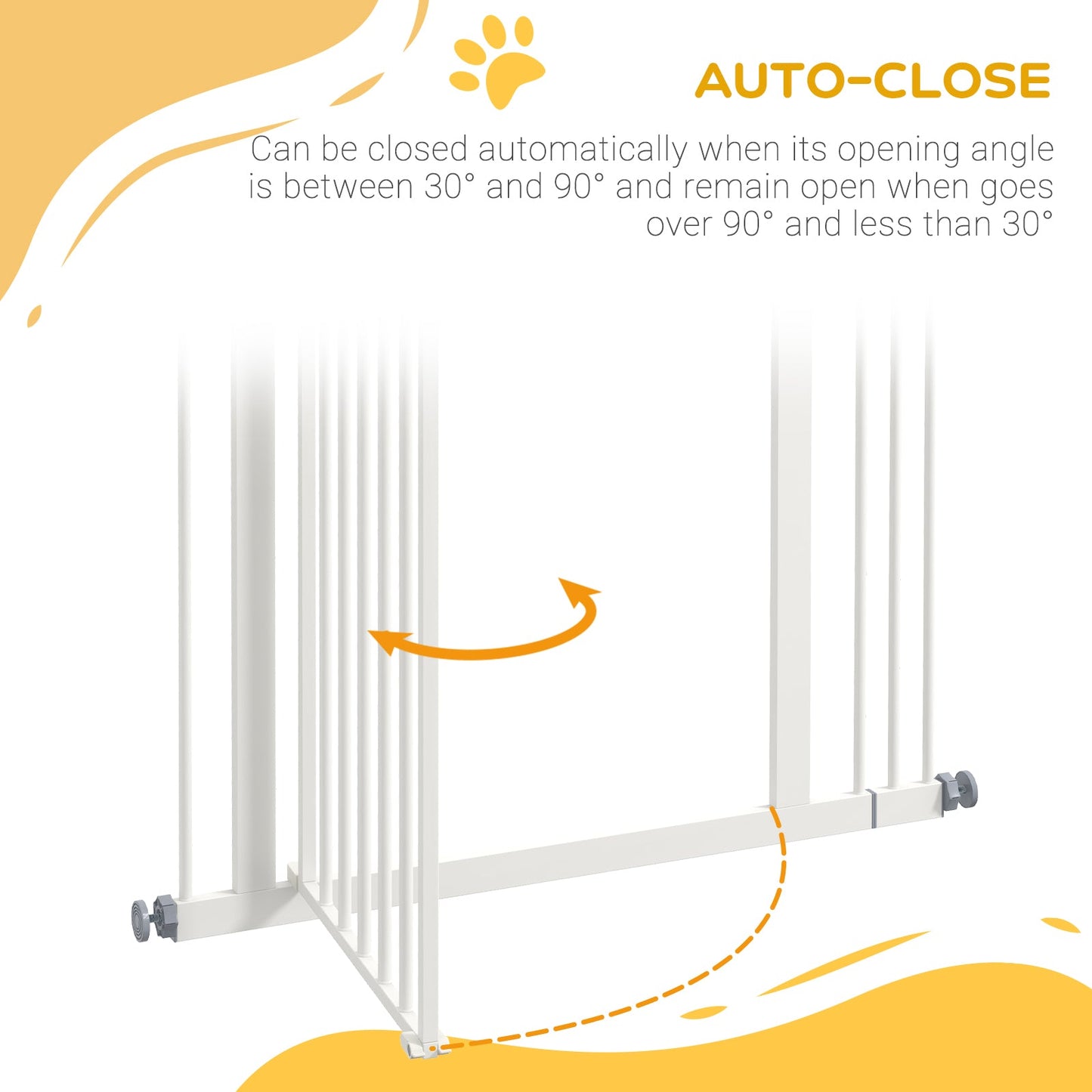PawHut Metal Pet Safety Gate Dog Gate Folding Fence 74-87cm, White