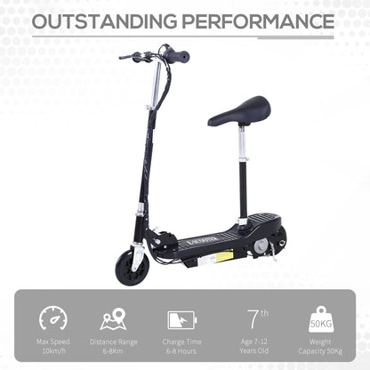HOMCOM Outdoor Ride On Powered Scooter 120W Motor Bike 2 x 12V Battery - Black