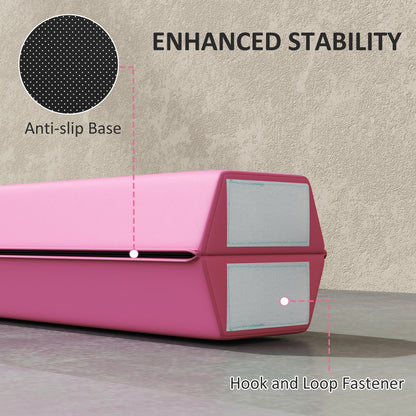SPORTNOW 7.7ft Folding Gymnastics Beam, Floor Balance Beam for Kids with Anti-Slip Base, Gymnastics Equipment for Home, Pink