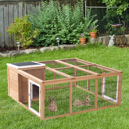 PawHut Rabbit Hutch Outdoor, Guinea Pig House, Bunny Run Cage with Openable Top for 1–2 Rabbits, Yellow