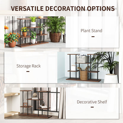 Outsunny Four-Tier Wooden Shelf Plant Stand
