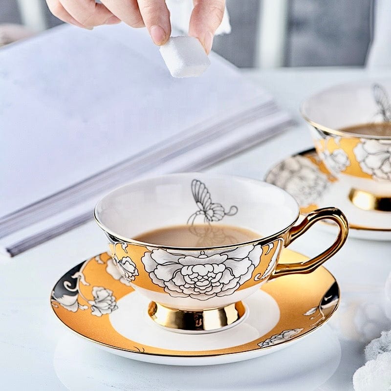 Regal Bloom Bone China Teacup and Saucer
