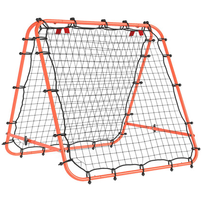 HOMCOM Double Sided Football Rebounder Net, Football Rebound Goal with Five Adjustable Angles, Orange