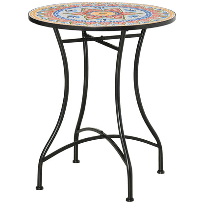 Outsunny Φ60cm Mosaic Outdoor Patio Table - Red
