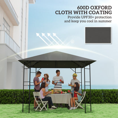 Outsunny 3 x 3(m) Gazebo Canopy Replacement Cover, Garden Gazebo Roof Replacement with Drain Holes, Water Resistant PVC Coating, 370g/\'e3\'8e\'a1, UPF30+, TOP COVER ONLY, Grey