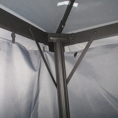 Outsunny 3 x 4m Aluminium Garden\'c2\'a0Gazebo, Marquee Canopy Shelter Pavilion Party Tent with Nets and Curtains for Garden and Deck, Dark Grey