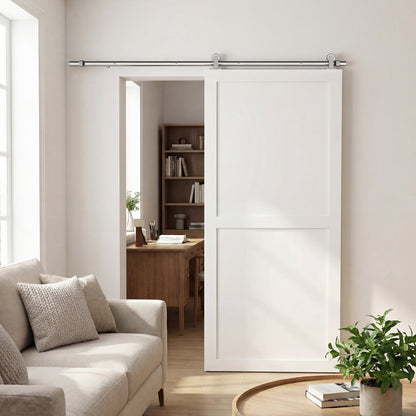HOMCOM Sliding Door Hardware Kit Smooth Quiet 304 Stainless Steel for 200cm Track Sliver Tone