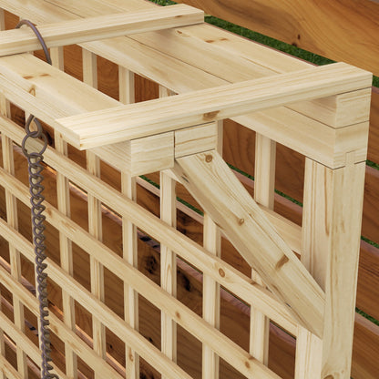 Outsunny Raised Bed with Drainage Holes, Wood Planter with Trellis for Climbing Plants to Grow Vegetables, Flowers, Natural