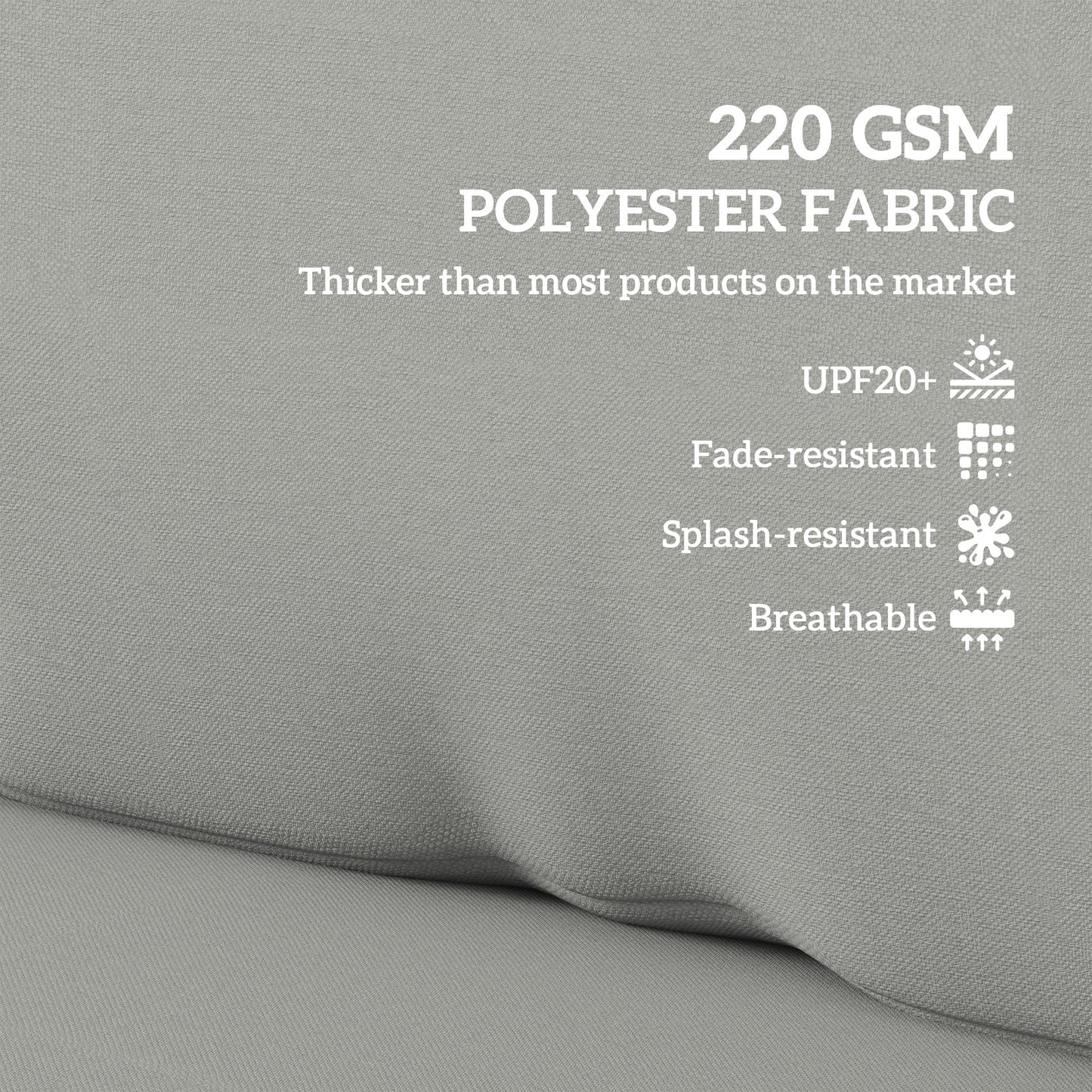 Outsunny 2 Seater Pallet Furniture Cushions Pallet Cushions, UPF20+ 220gsm Fabric, 20 cm Thick Outdoor Seat Pads, Light Grey