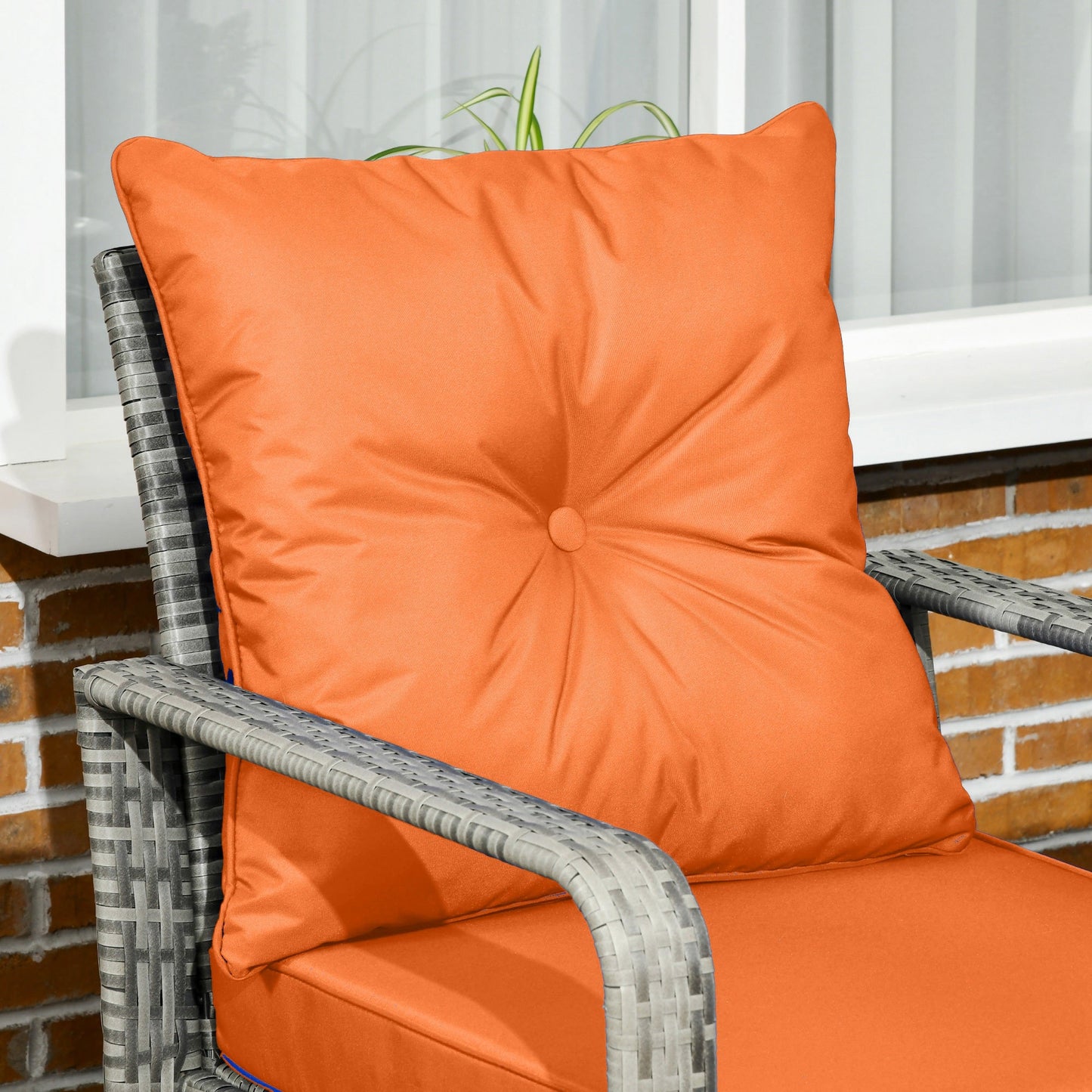 Outsunny 3 Pieces Rattan Bistro Set, Wicker Garden Furniture Set with Storage  Coffee Table and Chairs, Thickened Cushions for Outdoor, Patio, Balcony, Orange