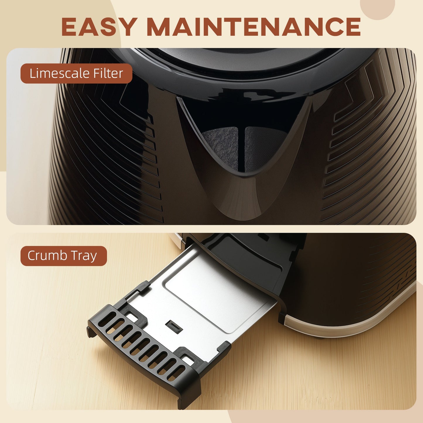 HOMCOM Modern Kettle and Toaster Set - Black
