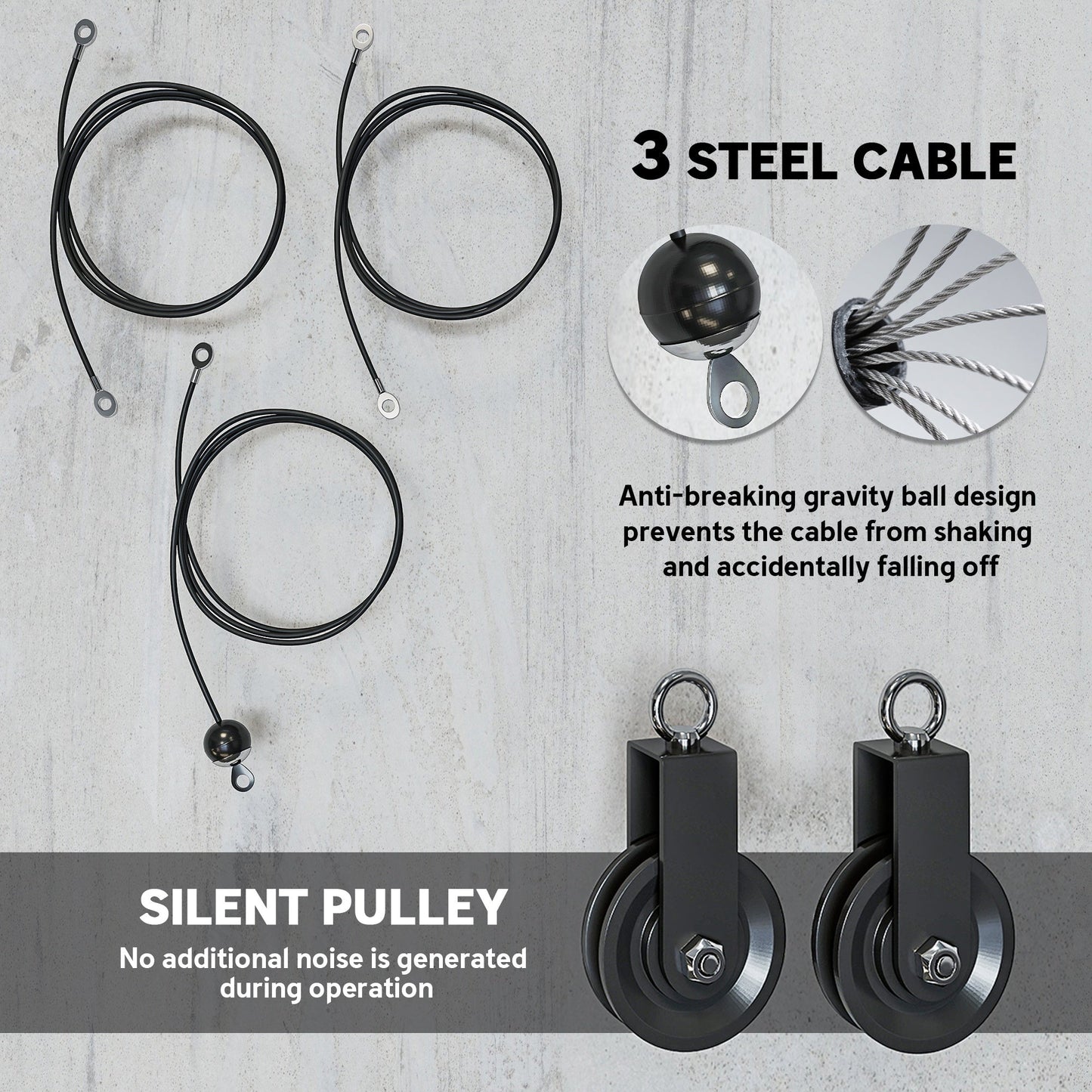 SPORTNOW Weight Pulley System, Cable Pulley System for Home Gym, Cable Machine LAT Pull Down Attachment for Biceps Curl, Tricep, Arm Workouts