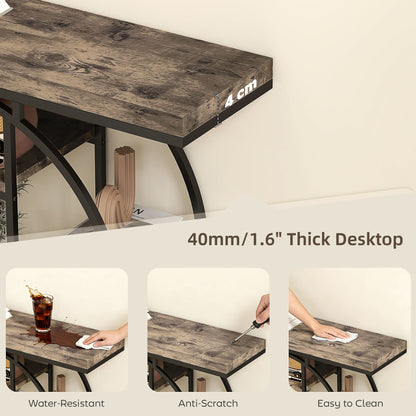 HOMCOM Industrial Console Table with Storage Shelves - Rustic Brown