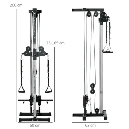 SPORTNOW Wall Mount Cable Machine, 15 Positions Adjustable Cable Crossover Machine Dual Pulley System for Home Gym