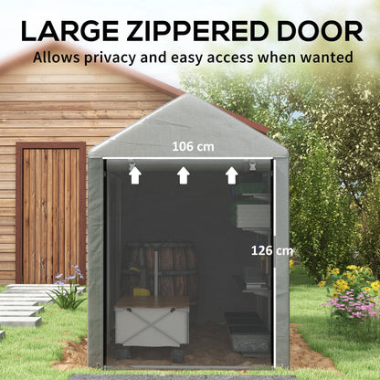 Outsunny 179 x 120cm Temporary Garden Shed, with Accessories - Light Grey