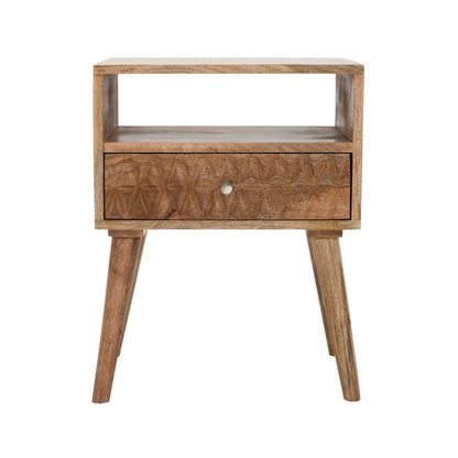 Marlow Light Mango Wood Bedside Table with 1 Drawer & Open Slot
