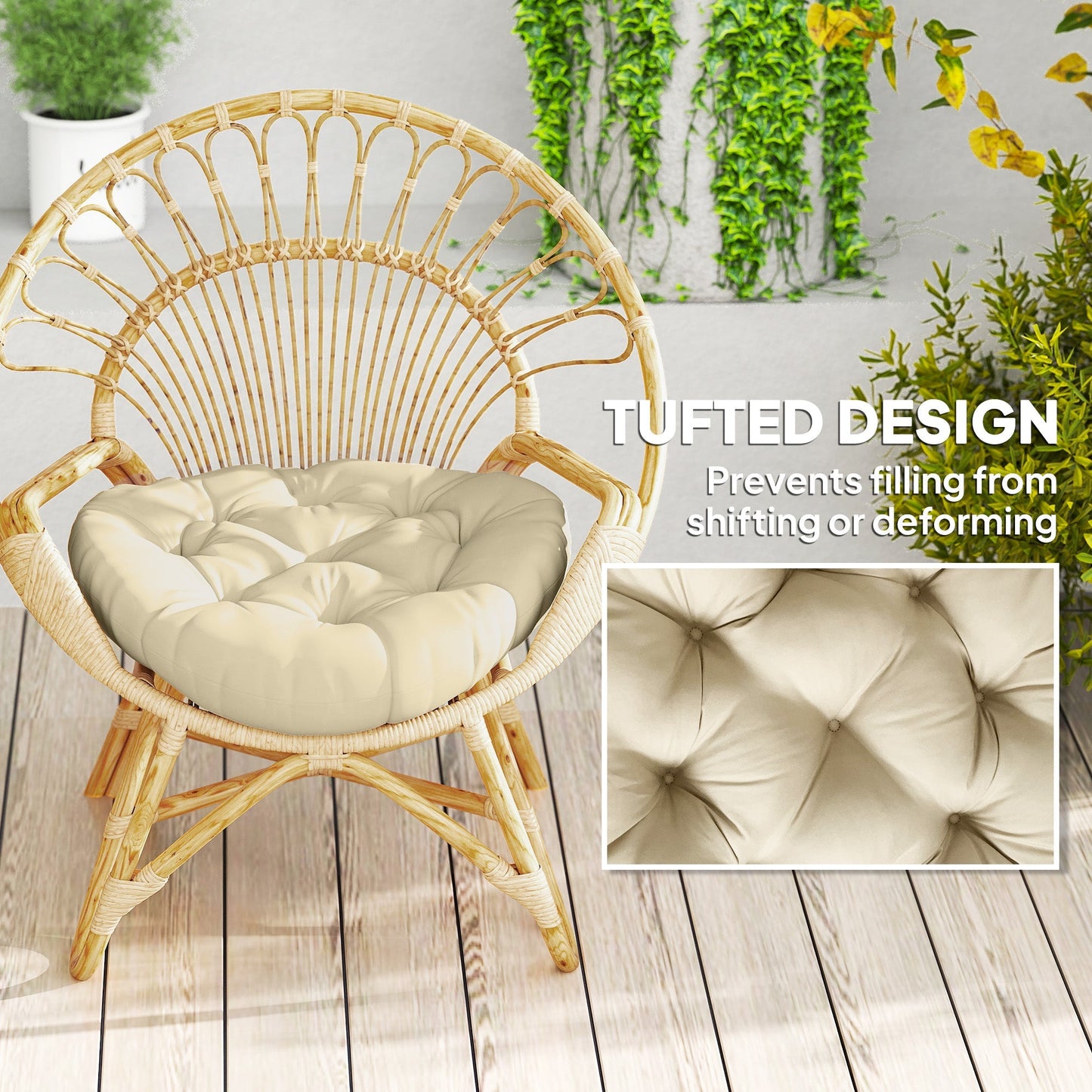 Outsunny Set of Two Φ60cm Outdoor Cushions - Beige