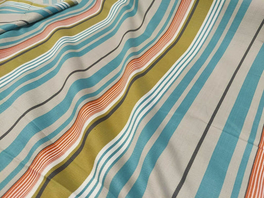 Harlequin Tembok Stripe Teal/Tangerine Curtain Upholstery Fabric By The Metre