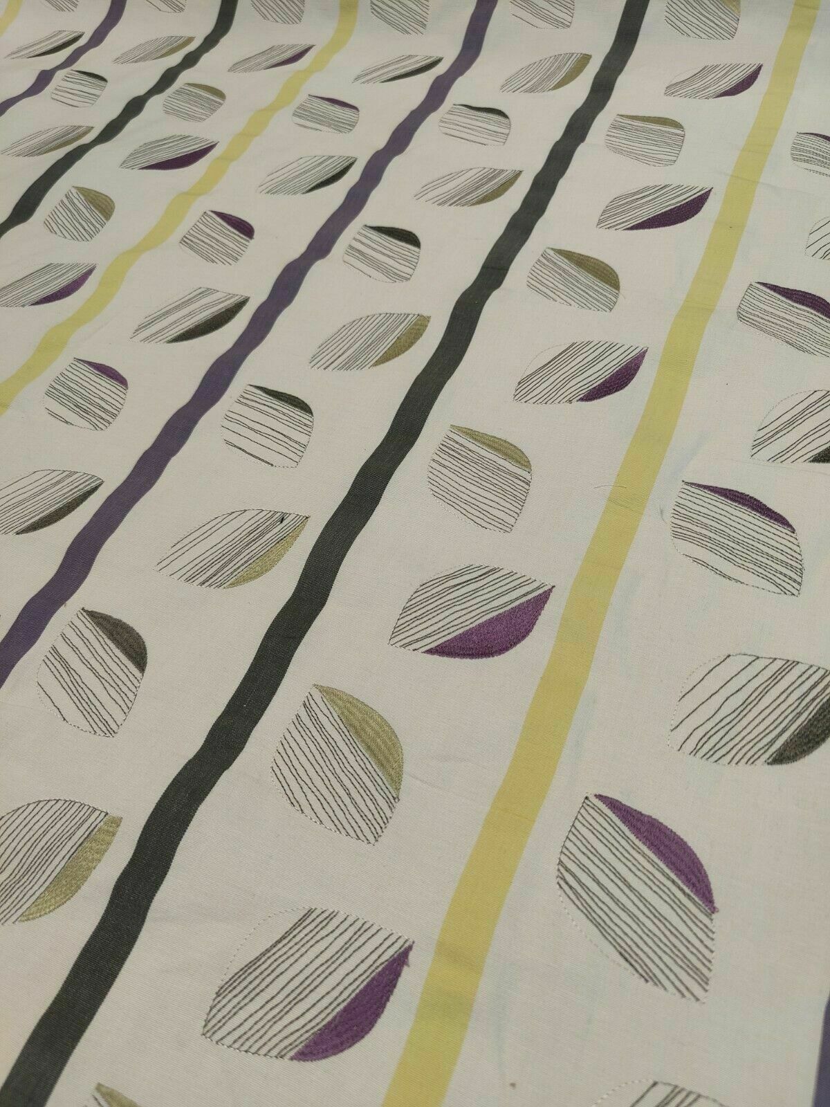 Harlequin Multi Stripe/Leaf Embroidered Curtain Craft Fabric Per Metre