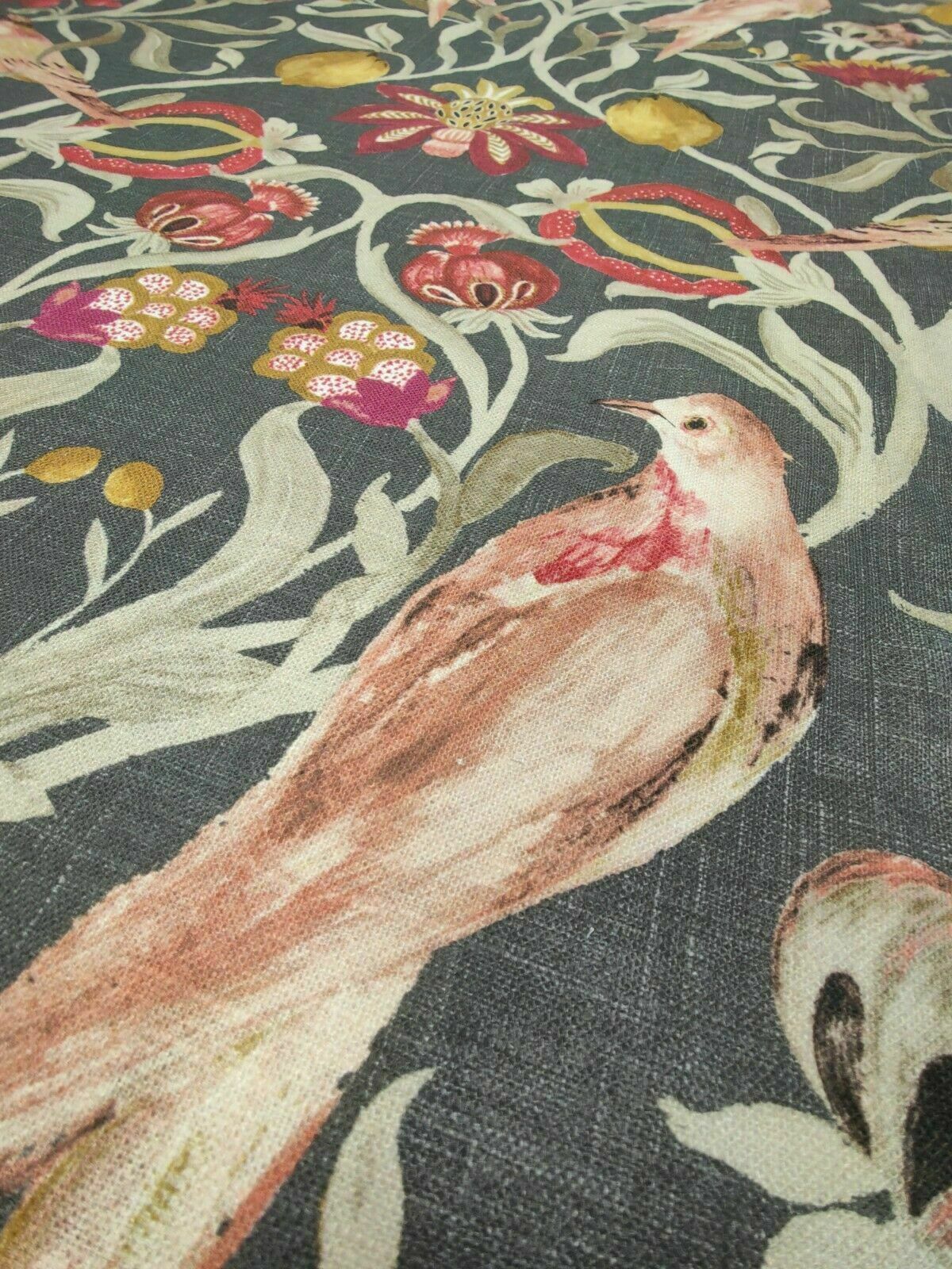 Edinburgh Weavers Song Bird Charcoal Curtain Upholstery Fabric By The Metre