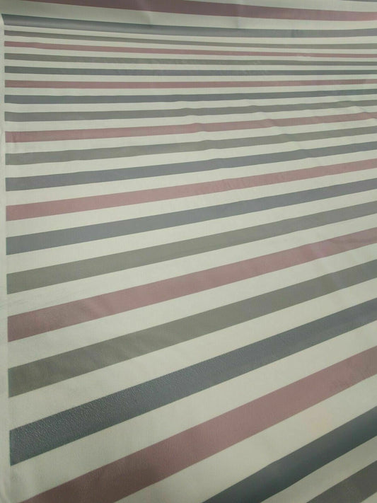 Poly Velvet Striped Pink FR Upholstery Fabric Per Metre