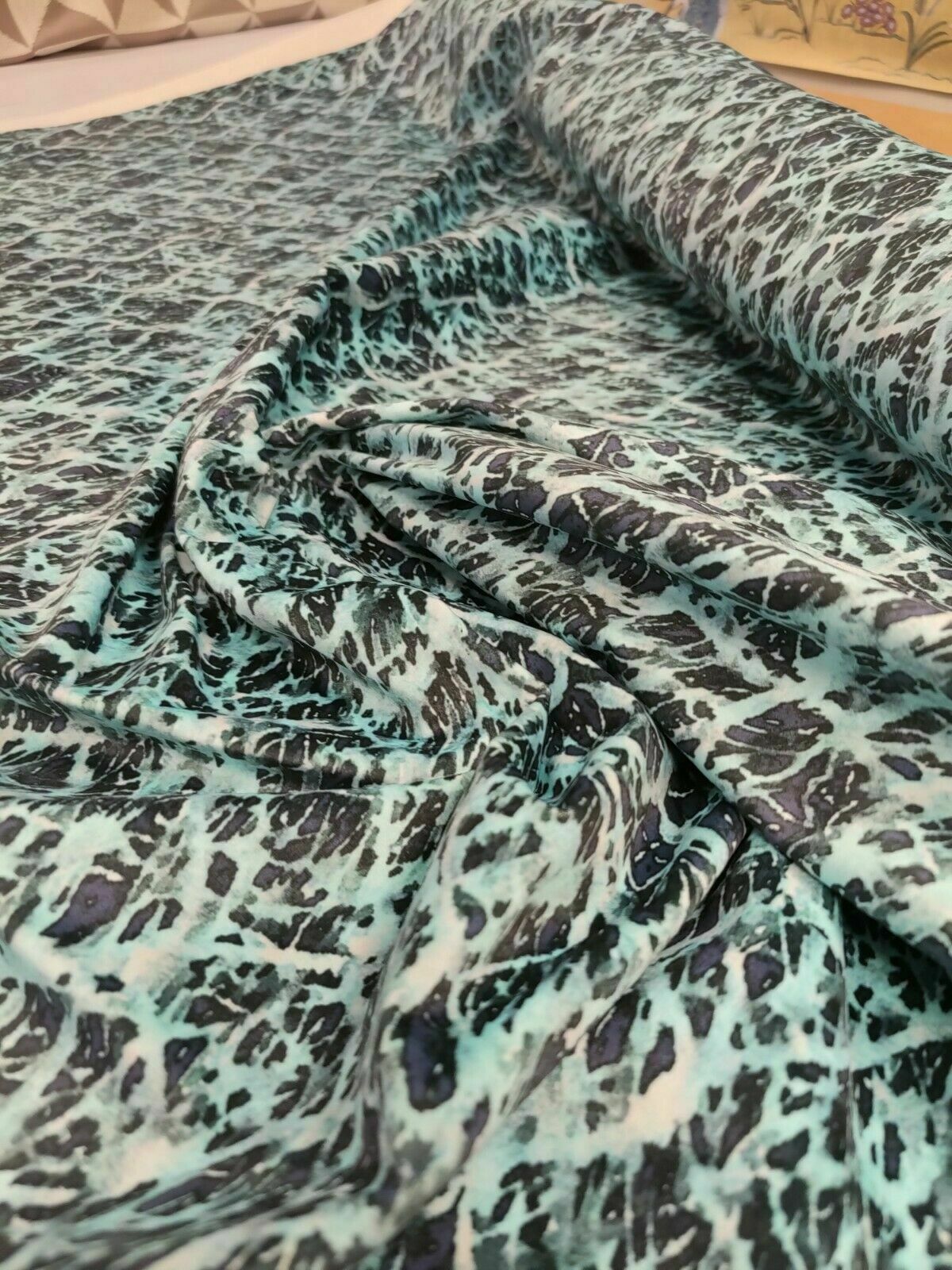 Art Of The Loom Crystal Turquoise Velvet Upholstery FR Fabric By The Metre