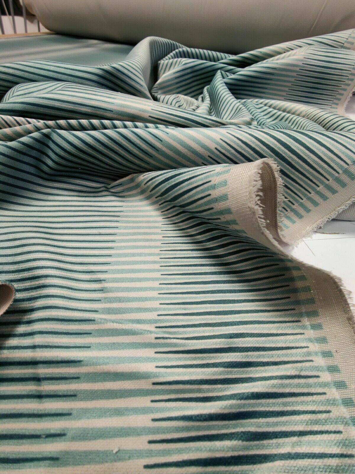 FR-One Jacopo Stripe Mineral Curtain Upholstery Fr Fabric By The Metre