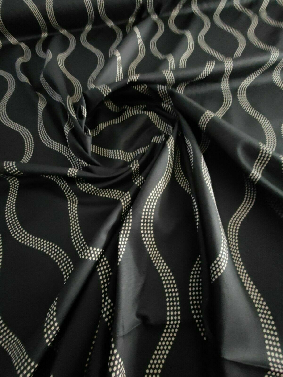Natasha Marshall Drift Jet Black Curtain Upholstery Fabric By The Metre