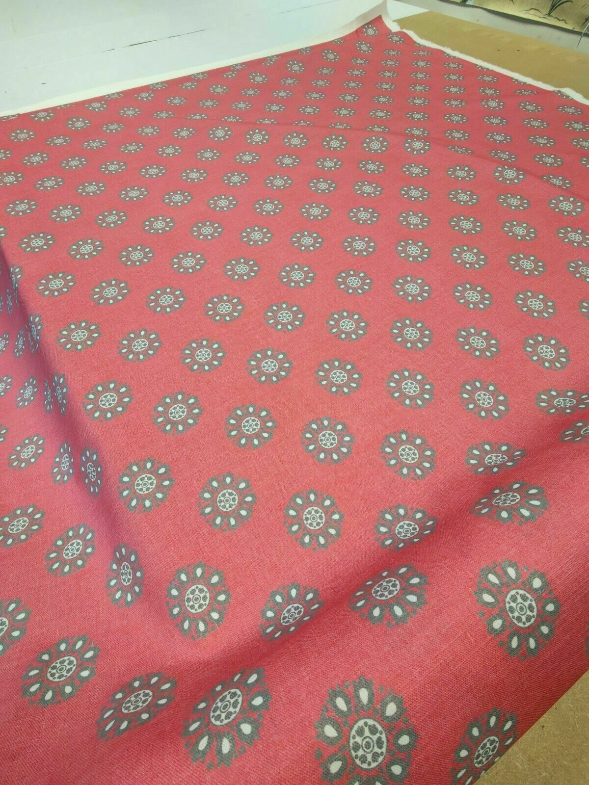 Geometric Floral Pink Curtain Upholstery Fabric Per Metre