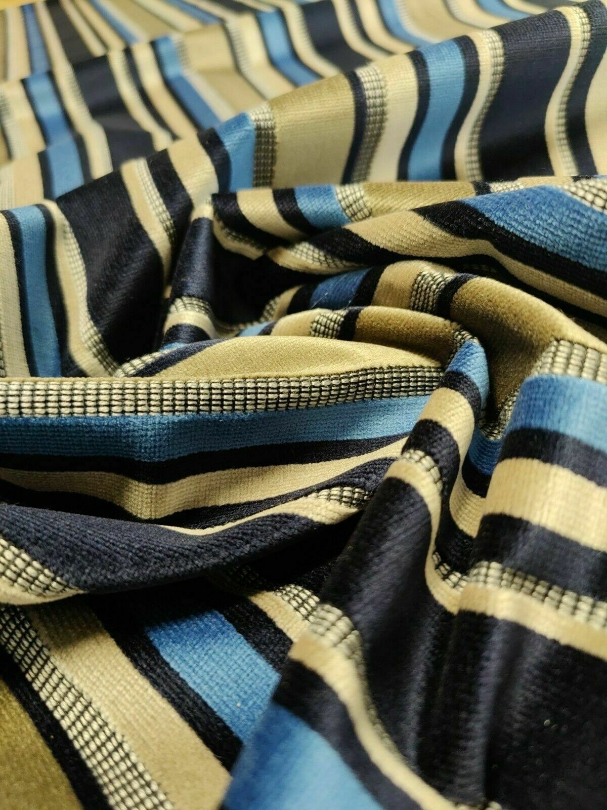 Panaz Ravello Navy/Mocha Upholstery Fabric 1.7 Metres