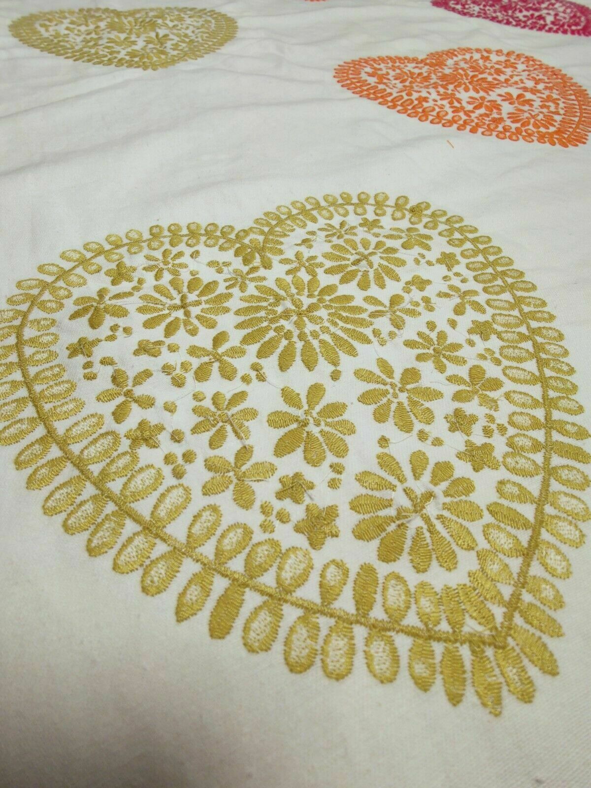 Harlequin Sweet Heart Lime/Orange/Pink Embroidered Curtain Fabric By The Metre