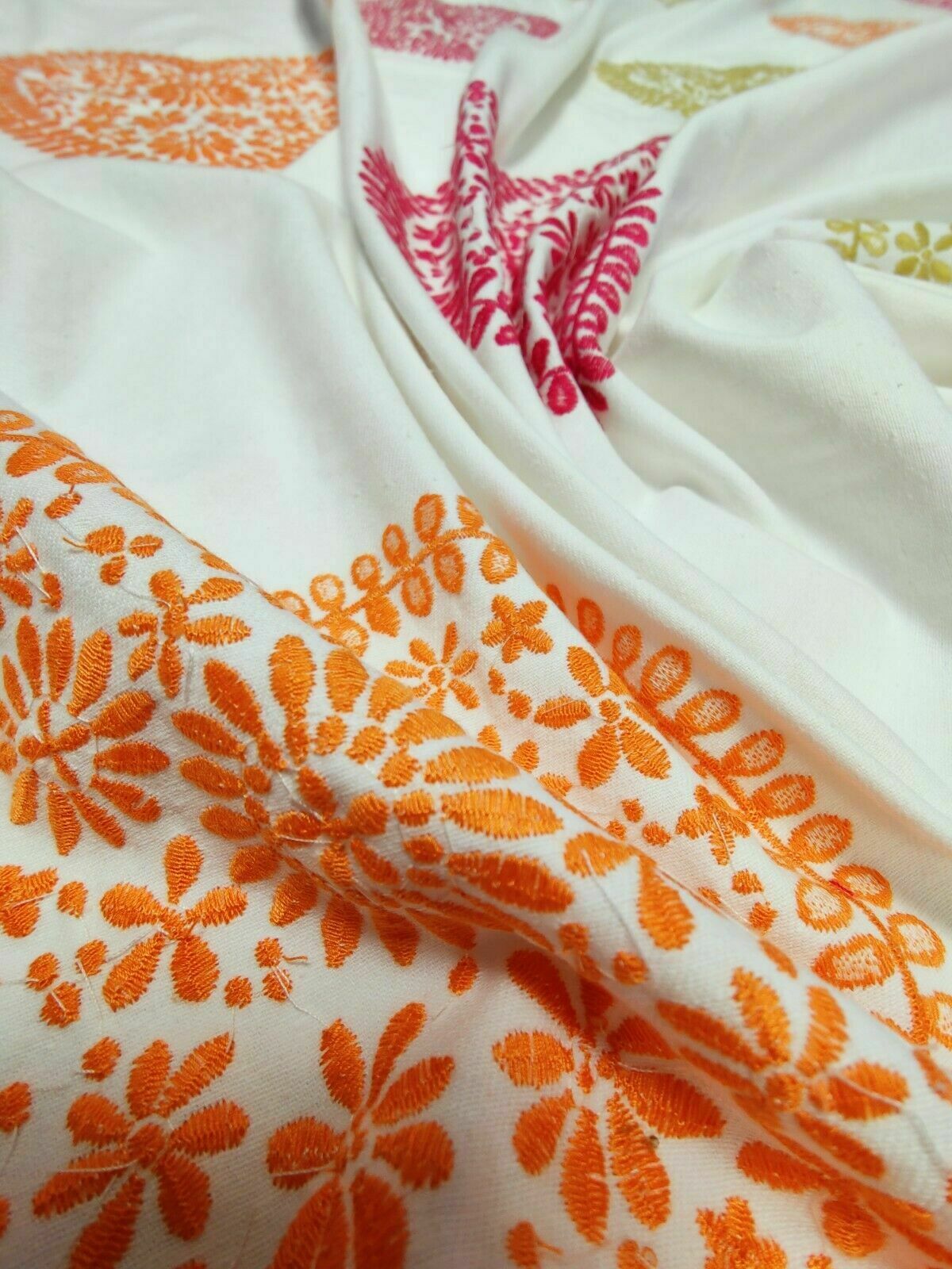 Harlequin Sweet Heart Lime/Orange/Pink Embroidered Curtain Fabric By The Metre