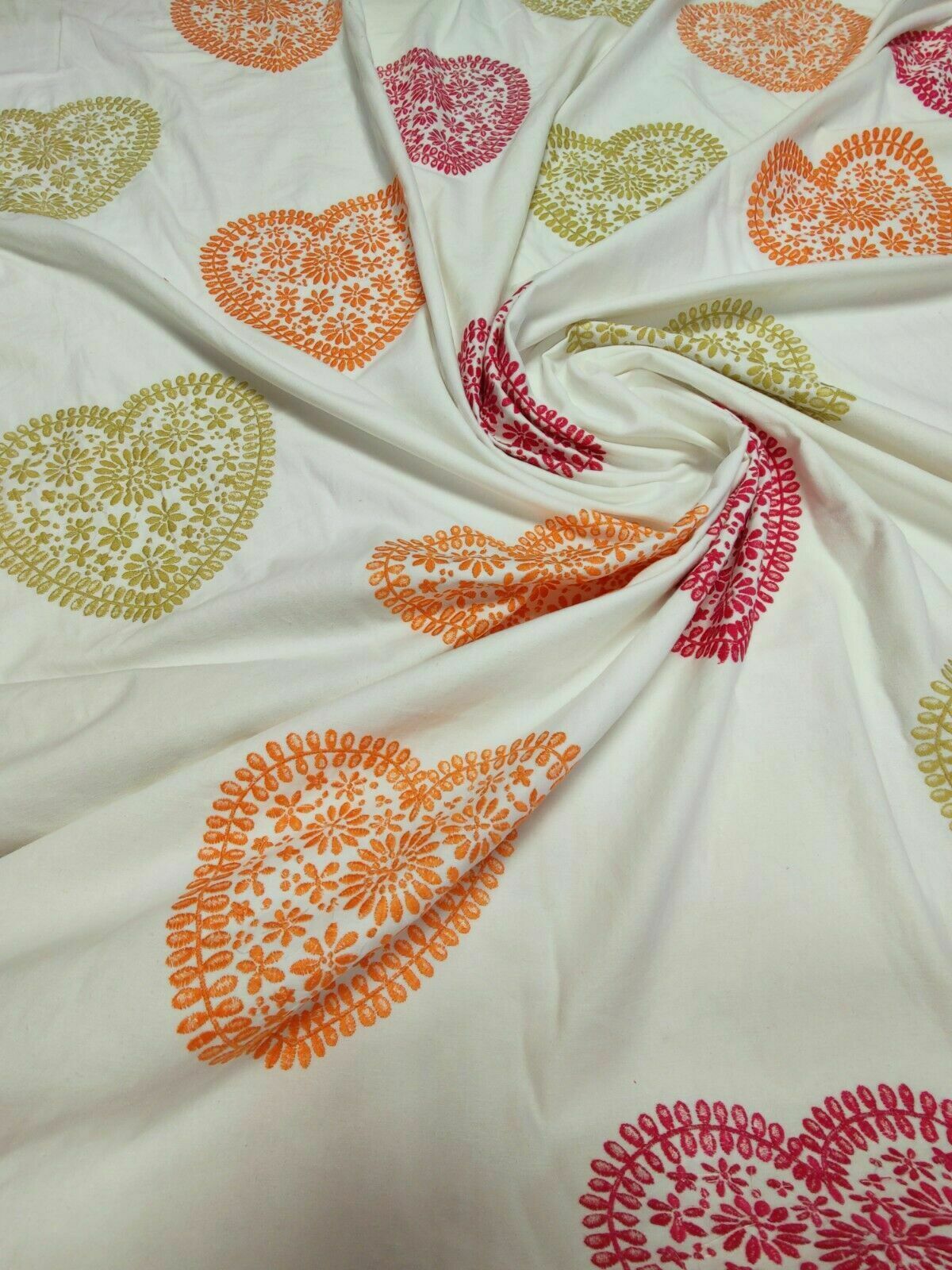 Harlequin Sweet Heart Lime/Orange/Pink Embroidered Curtain Fabric By The Metre