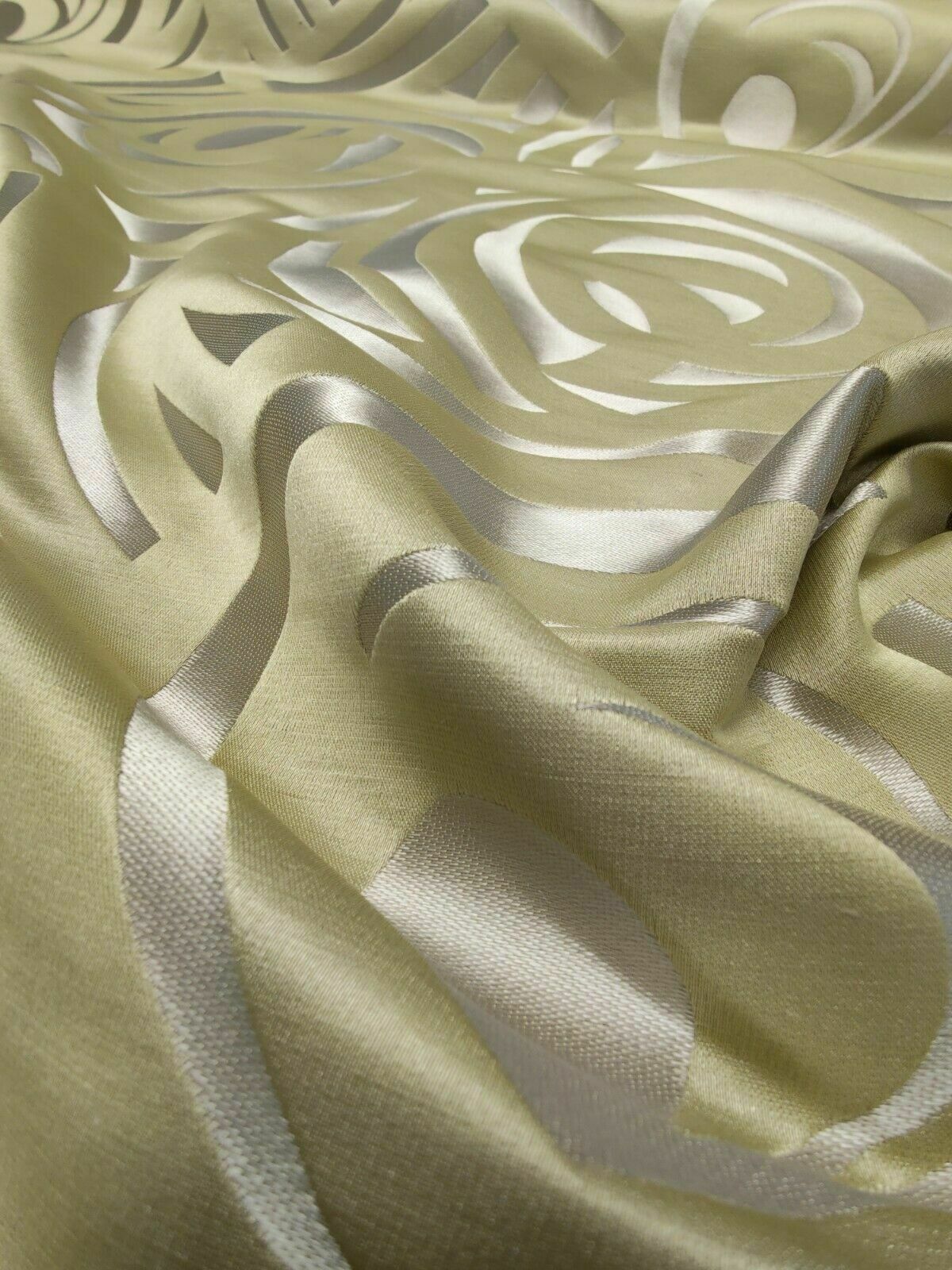 Harlequin Vortex Silver & Apple Curtain Fabric By The Metre