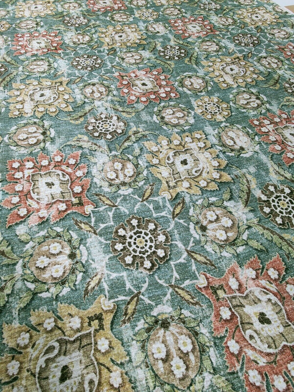 Nina Campbell Holkar Teal/Russet/Ochre Curtain Upholstery Fabric 2.5 Metres