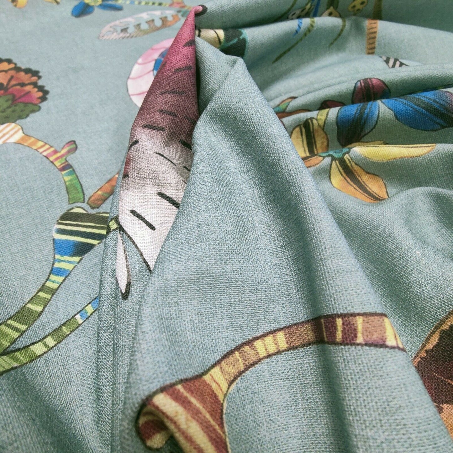 Edinburgh Weavers Adelphi Teal Curtain Fabric By The Metre