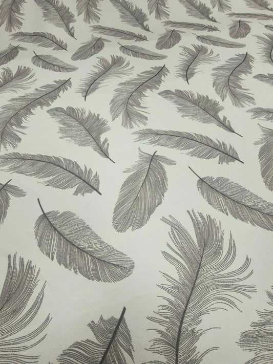 Ashley Wilde Meghan Silver Feather Curtain Upholstery Panama Fabric By The Metre