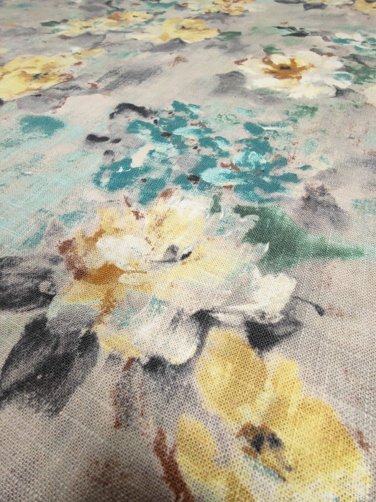 Edinburgh Weavers Harmony Mustard Linen Curtain Fabric By The Metre