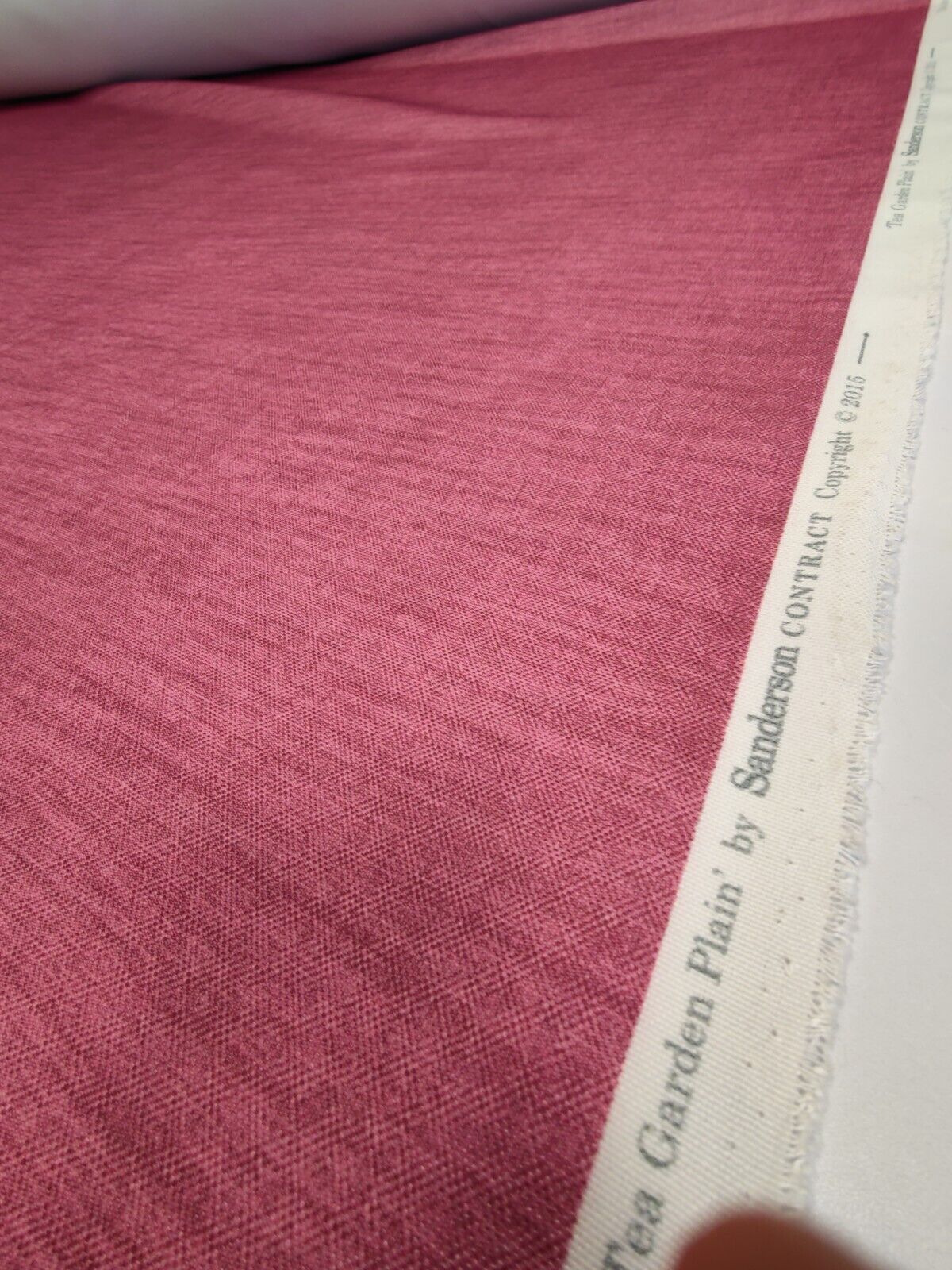 Sanderson Tea Garden Plain Cerise Contract Curtain Fabric By The Metre