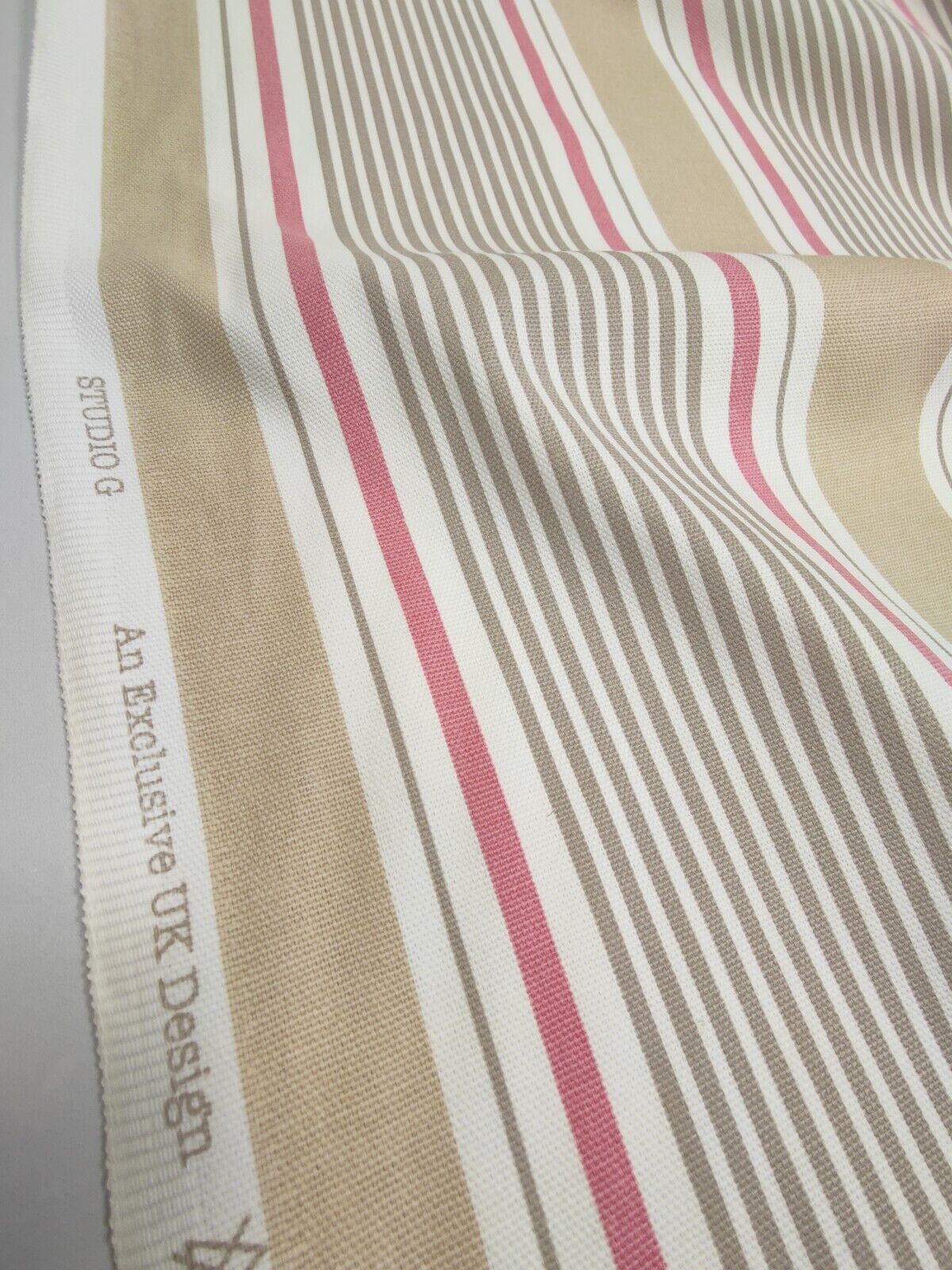 Studio G Sail Stripe Sand Curtain Upholstery Fabric By The Metre
