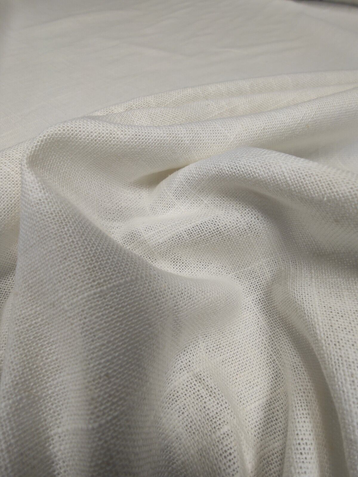 Off White Linen Look Plain Curtain Fabric By The Metre