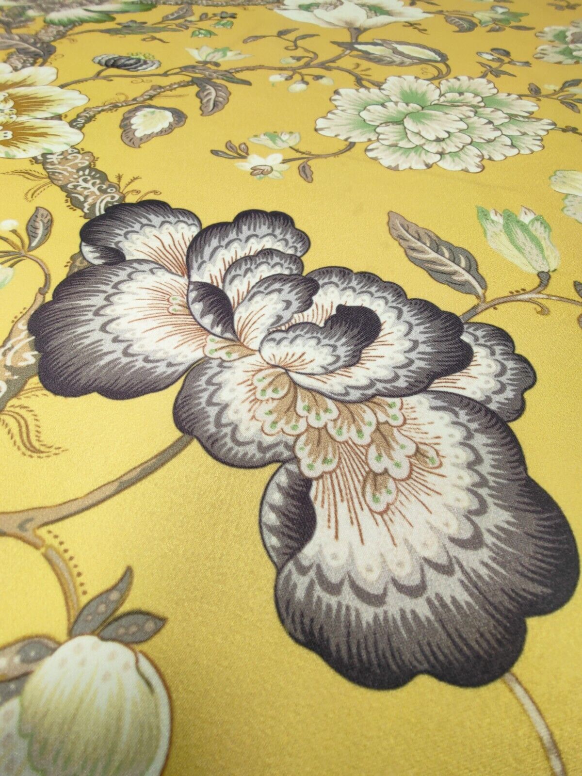 Edinburgh Weavers Blyton Yellow Satin FR Curtain Fabric By The Metre