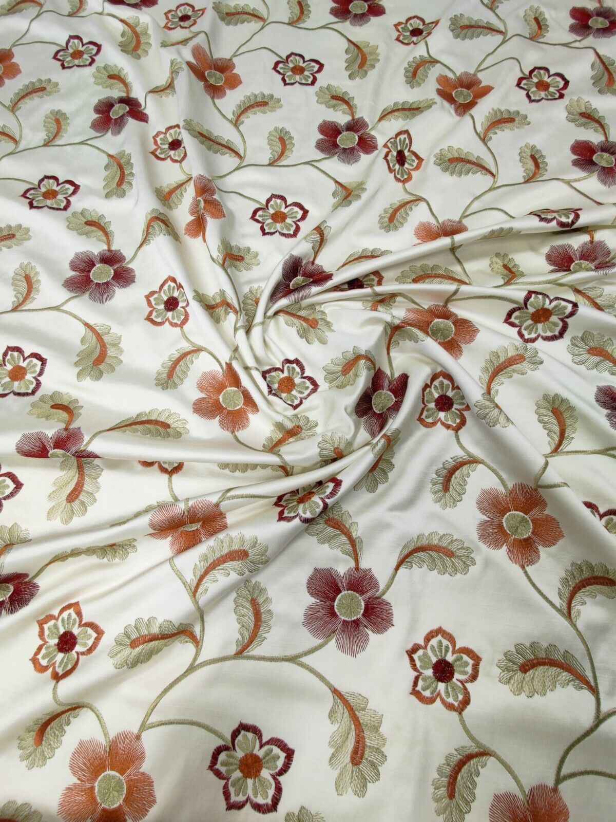 Bill Beaumont Masilda Autumn Embroidered Curtain Fabric 5 Metres
