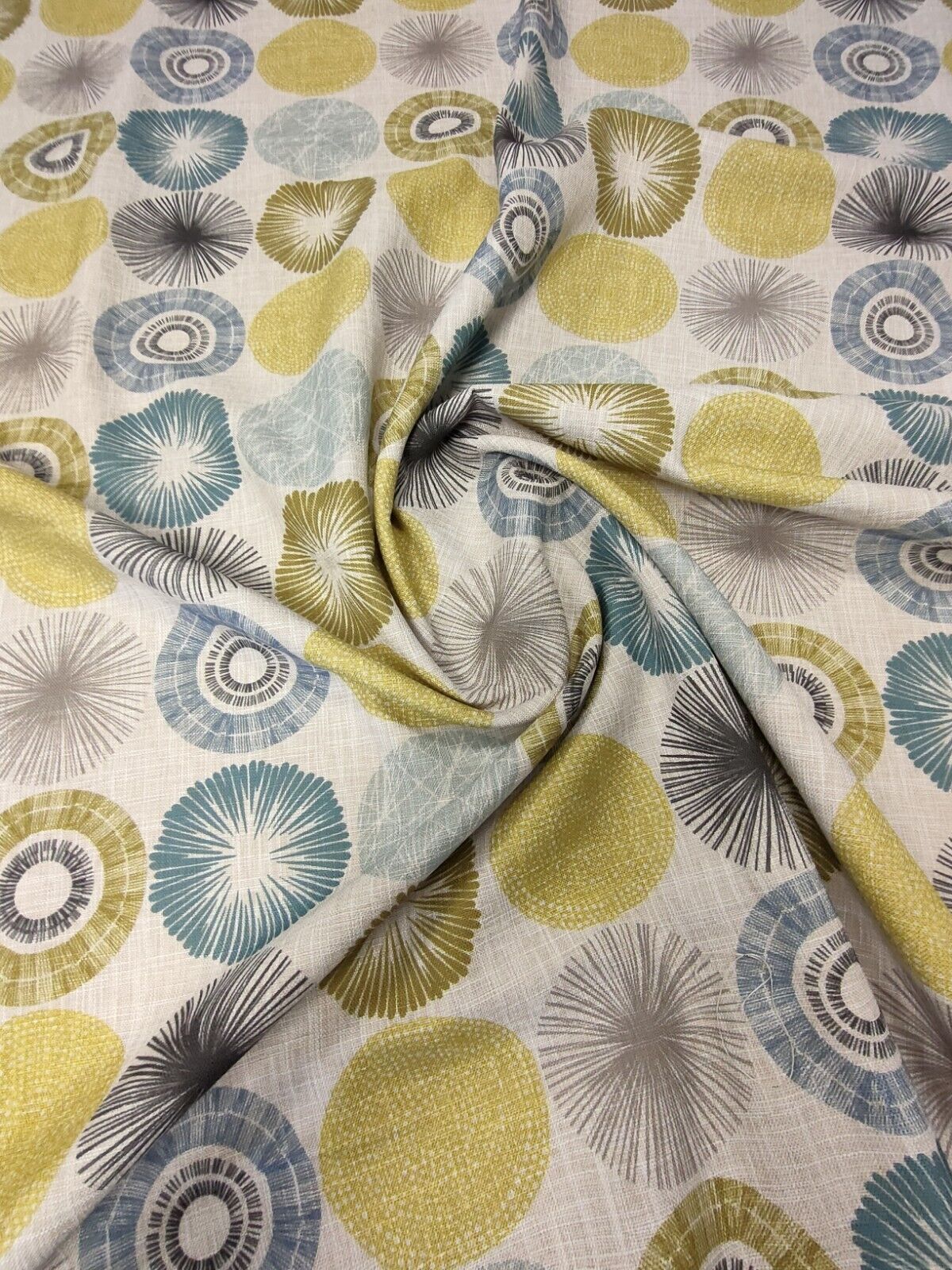 Circles Citrus/Teal Curtain Upholstery Fabric 3 Metres