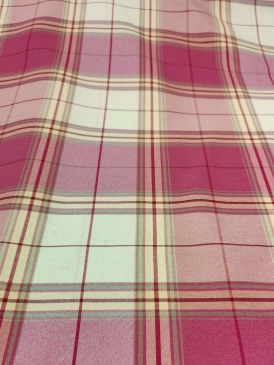 Check Pink Curtain Upholstery Polyester Fabric By The Metre