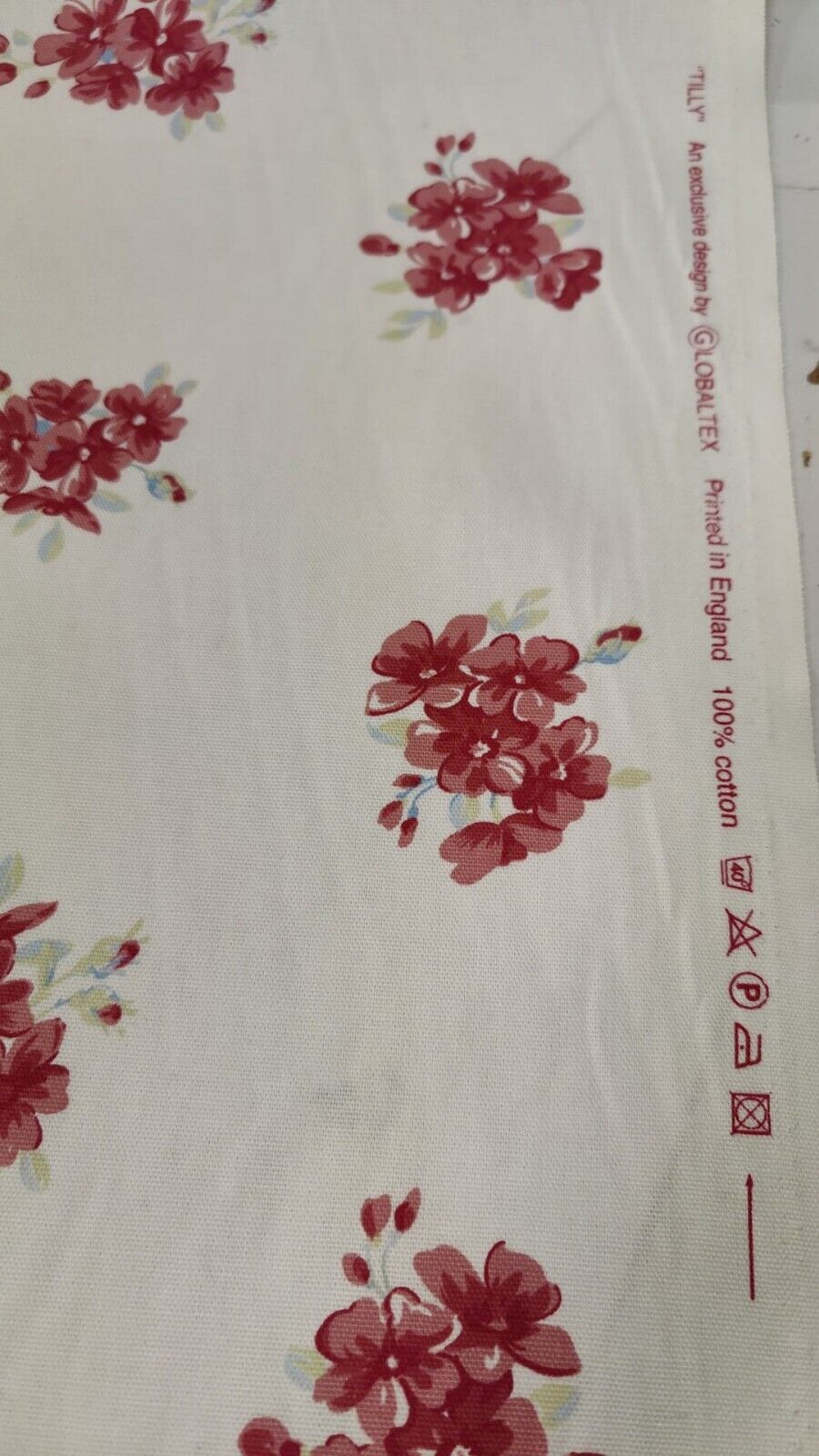 Globaltex Tilly Red Floral Curtain Upholstery Fabric 7 Metres